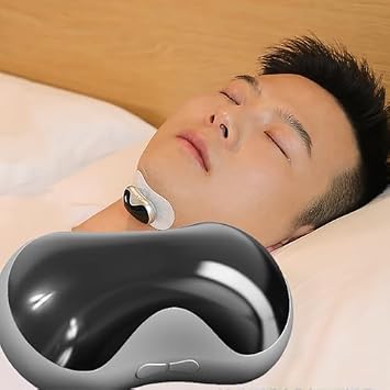 Snore Stopper Device, Electric Mini Anti Snoring Device for Sleep Apnea, Physical Throat Massage, Double Pulse Automatic Intervention for Better Sleep