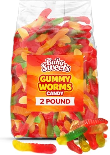 Gummy Worms Candy 2 lb Bulk Bag - Assorted Fruity Gummy Worm Candy, Soft & Chewy Texture, Colorful Candy for Parties, Candy Bowls, Dessert Tables & Sharing