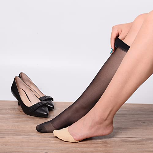 Image of Flammi 6 Pairs Ball of Foot Cushion Socks,Women's Toe Cover with Padding Toe Topper Liner Socks Non-Skid Bottom