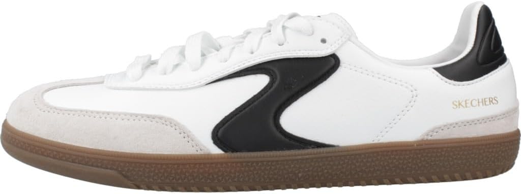 Skechers Women's Hotshot Kickoff Trainers 38 EU White Duraleather Leather Black Trim