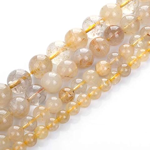 Genuine Natural Real Smooth Round Rutilated Quartz Gemstone Beads Loose Beads for Jewelry Making Approxi 15.5" (Rutilated Quartz, 8MM) Cover