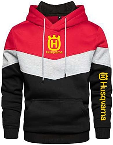BUYONE Pullover Hoodies for Men - H.u.s.q.v.a.r.n.a Printed Sweatshirt Unisex Splicing Hoody Long Sleeve Pull Over Hooded Sweater Tops - Teen Gift-A||S