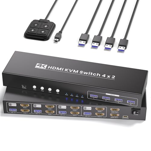 Commutateur KVM HDMI double moniteur USB 3.0 gère 4 ordinateurs