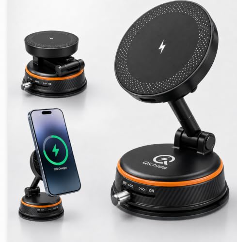 Qichida Qi2 15W Magnetic Car Charger for MagSafe, Orange