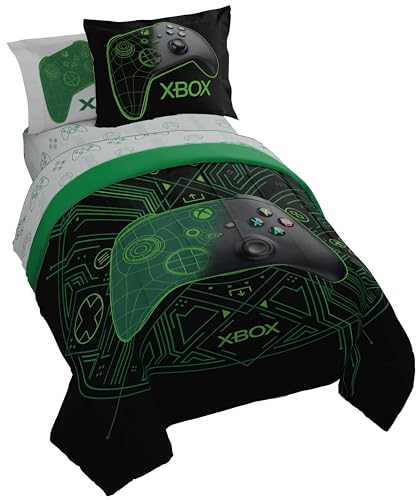 Image of Jay Franco Kids Comforter Set Includes Sheets and Pillow Covers - Soft and Cozy Bed Set for Stylish Room Decor, Official Licensed Product, White - Xbox, 7 Piece Full