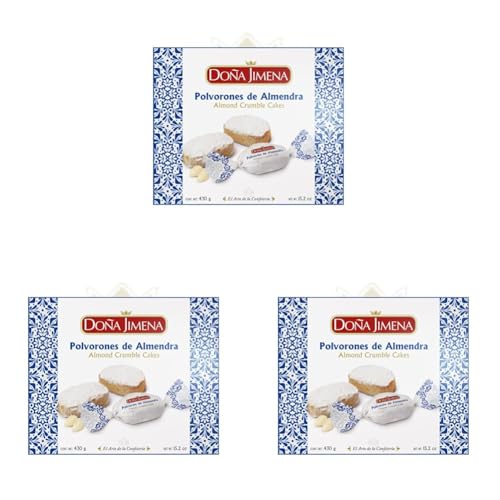 DOÑA JIMENA - Polvorón de Almendra, Calidad Suprema, Sabor Clásico, Exquisito al Paladar, Típico Dulce Navideño, Receta Artesanal, 430g (Paquete de 3)