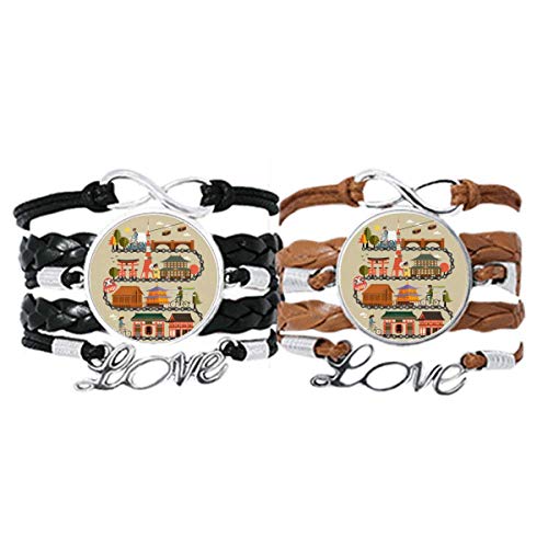 Bracelet traditionnel japonais paysage en cuir idée de double cadeau idéal