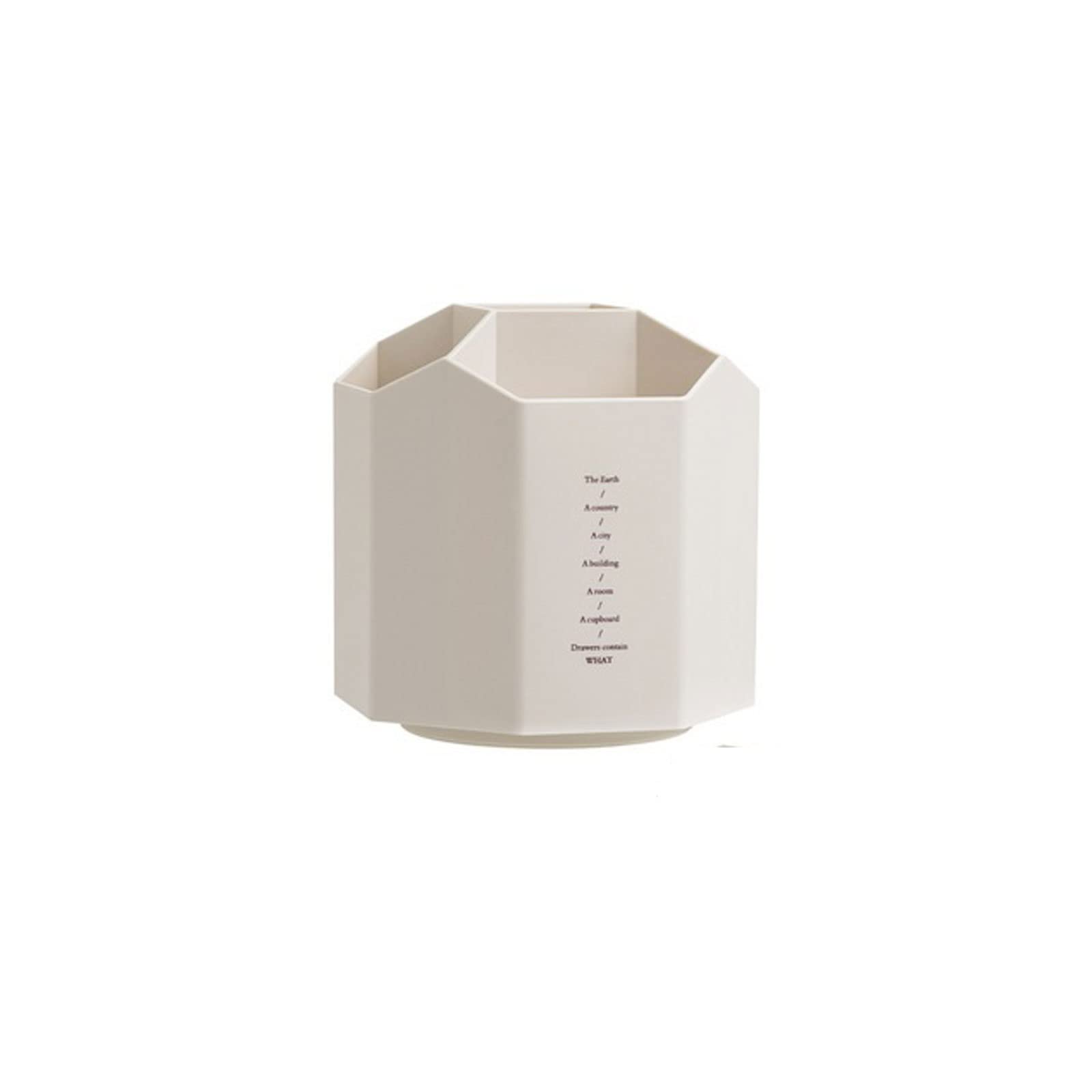 JINGYAN Pencil Holders Multifunction 360 Degree Rotating Pen Holder Creative Large Capacity Desktop Storage Box Pencil Organizer School Stationery(Beige)