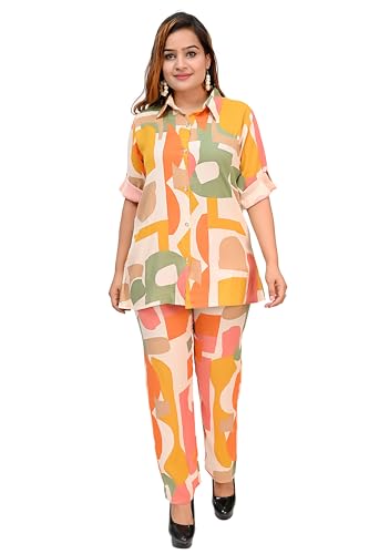 Image of Women's Ethnic Co-ord set For Women|| Long Straight Shirt Kurta With Pant Set For Women|| Shirt set For Women|| Fancy Top & Bottom set For Women