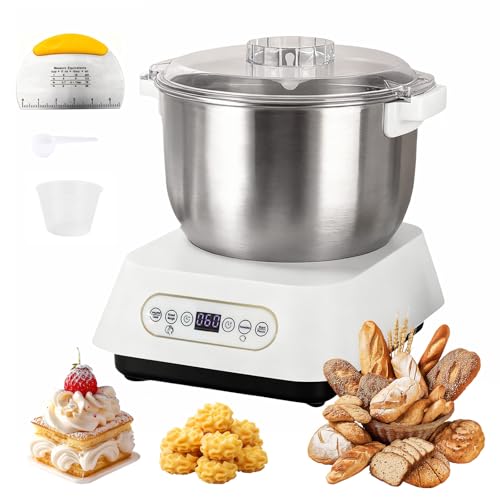 YUZINO 7L Large Capacity Dough Mixer, 200W Stainless Steel Mixer for Baking with Thermostatic Fermentation(25-38℃) & Timing Function, Automatic Stand Mixer Machine with Slicing Knife for Home Baking