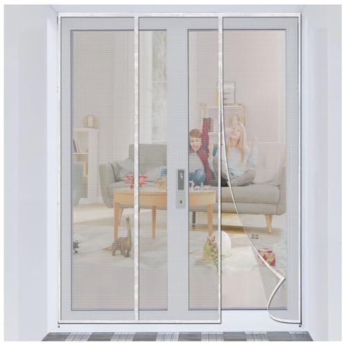 Puerta magnética para mosquiteras Cortina Magnética con Imanes Sellado Automaticamente Se puede instalar sin taladrar para Cocina/Sala de Estar/Dormitorio 300x270cm, Blanco