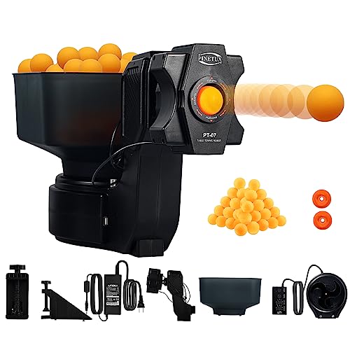 ZXMOTO Ping Pong Robot Machine with 9 Different Spin Balls Table Tennis Robots Automatic Ball Machine for Training (PT-07)
