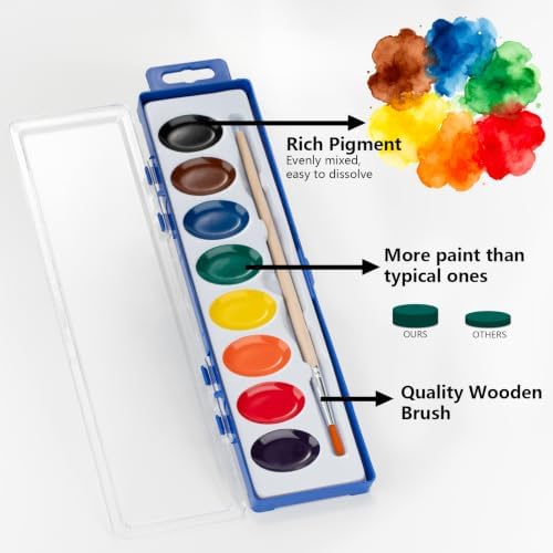 6 Pack Watercolor Paint Set, 8 Colors Water Color Paint Sets for kids — view 2