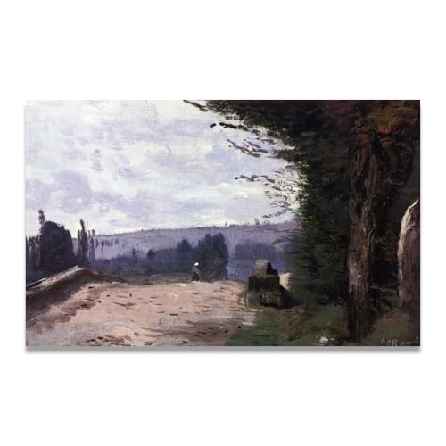 Toile paysage campagne française Vallée de Coubron art vintage 70x112cm