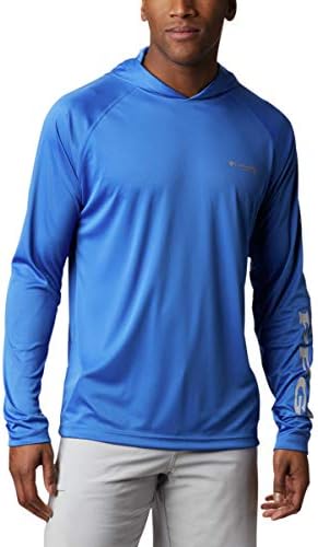 Columbia Men's Terminal Tackle Hoodie, Vivid Blue/Cool Grey Logo, Large