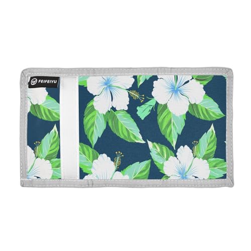 Hibiscus Green Leaves Tranquil Kids Wallet for Boys Girls Trifold Outdoor Sport Wallets for Youth Teen Children Wallet with Zippered Coin Pockets Card Holders Novelty Wallets with Magic Sticker2