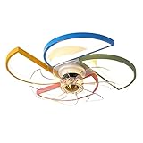 Windmill Ceiling Fan with Lighting, 48W Dimmable Fan Lamp for Kids Room, App and Remote Control, 3 Adjustable Wind Speed Fan Lamp for Dining Room