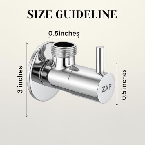 Image of ZAP Brass Angle Valve with Wall Flange - Pack of 6 | Chrome Finish | Durable Brass Valves for Bathroom Tap, Shower, Jet Spray & Geyser