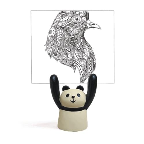 Peinture oiseau noir féroce support mémo panda figurine art déco animal