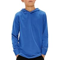 Haloumoning Boys Fashion Hoodies Kids Long Sleeve Hooded Sweatshirts 5-14 Years Royal Blue