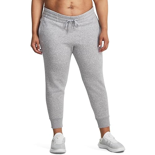 Under Armour Damen Rival Fleece Joggers Hose, Mod Gray/White, XXXXL Hoch – Ansicht 1