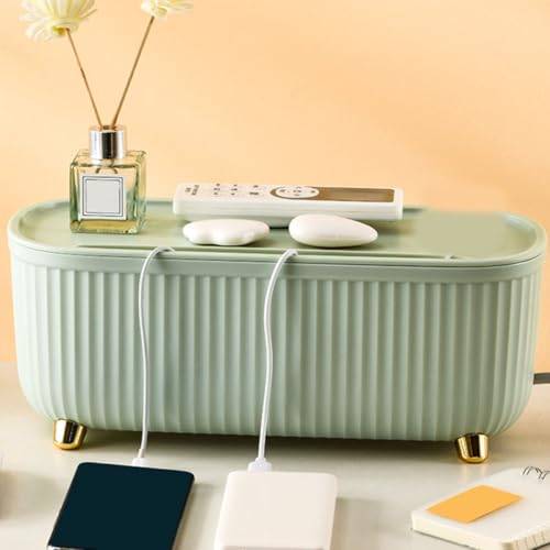 Boîtier de rangement pour câbles et multiprises en ABS avec couvercle pour bureau - 6