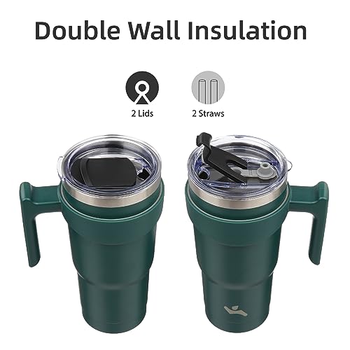 Image of Konokyo 20 oz Tumbler with Handle and Straw, Insulated Travel Mug