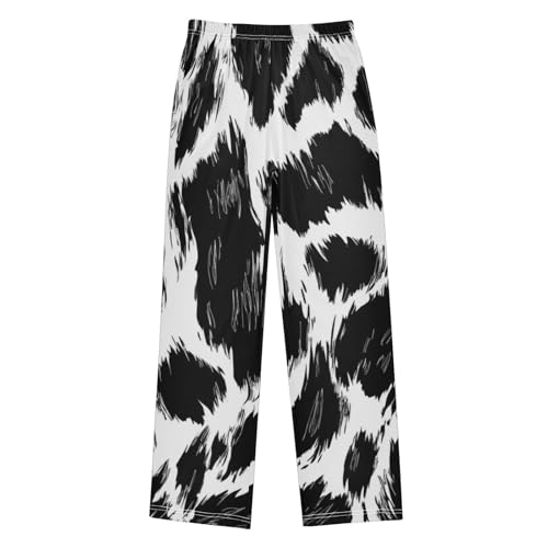 Boys' Pants Animal Skin Black White Long Bottoms Jogger Pants Elastic Waist Trousers with Pockets S-XL