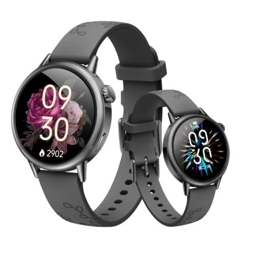 SAYDIAN Smartwatch für Damen, 1, 1 Zoll AMOLED Display, Ultraleichte Fitnessuhr mit Herzfrequenz & Schlaftracking, Schrittzähler, 100+ Sportmodi, Bluetooth- Anrufe, für iOS & Android, Schwar