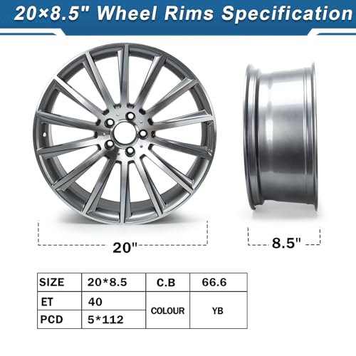 20×8.5" - 20 Inch Wheel Rim Compatible with S500 S550 S-Class AMG Vehicle