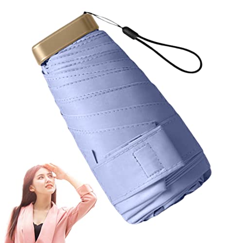 Sombrilla con protección UV, sombrilla de viaje para bolso de mano, paraguas compacto UV con doble uso para sol y lluvia, sombrilla resistente al viento