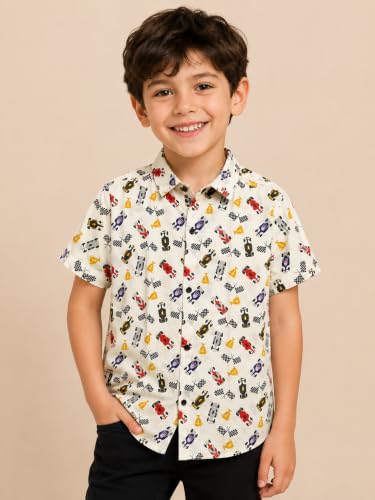 Image of RICH COPPER Fashionable Cotton Printed Half Sleeve Casual Shirt for Men Featuring Lightweight Fabric and Modern Design