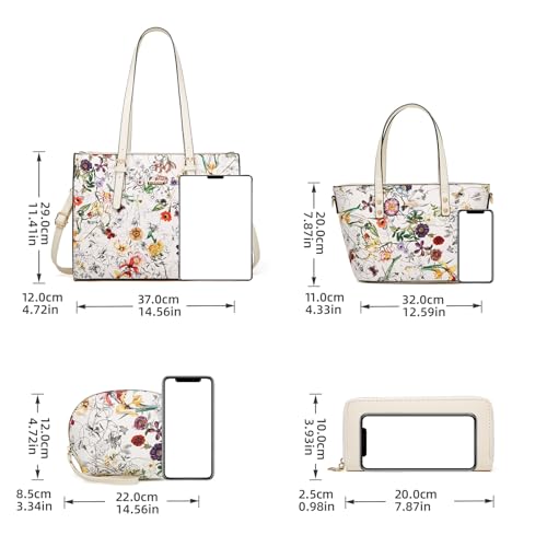 Image of Women Fashion Synthetic Leather Handbags Tote Bag Shoulder Bag Top Handle Satchel Purse Set