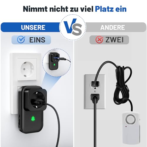 COTINSE Stromausfallalarm melder mit LED Anzeige, 0-110db Stromausfallmelder Stromausfall Alarm bei Stromausfall im Gefrierschrank, 7 wählbare Alarmtöne Monitor für Kühlschrank, Tauchpumpen & Aquarium