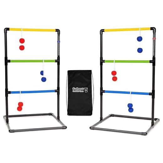 GoSports Ladder Toss Indoor & Outdoor Game Set with 6 Soft Rubber Bolo Balls and Travel Carrying Case - Choose Pro or Classic