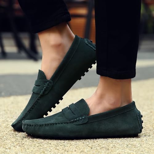 Mocasines elegantes de ante para hombre con detalle de hebilla y horma cómoda 2