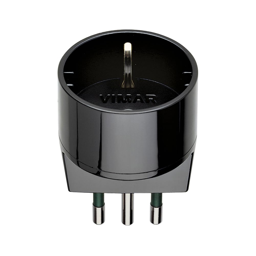 Vimar RI.00302N Adattatore Spina 10a Presa Schuko, Nero