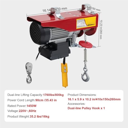Treuils électriques portable de 1760LBS pour levage ménager