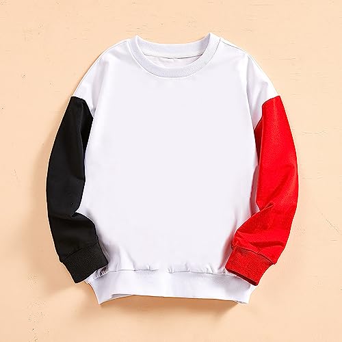 Toddler Crewneck Sweatshirts Solid Pullover Long Sleeve Cotton Fall Winter Tops Clothes for Girls or (B, 18-24 Months)2