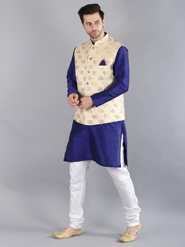 Image of Uri and MacKenzie Men's Silk Blend Kurta Pajama with Designer Ethnic Nehru Jacket /Modi Jacket
