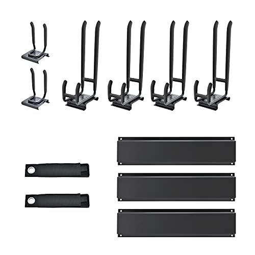 Mayyol Garage Wall Mount Tool Storage Rack - Lawn Organization - Yard Tools Hanger - Organizer Holder With 6 Adjustable Heavy Duty Hooks For Garden Tools, Max Load 350Lb, Black #TOP4