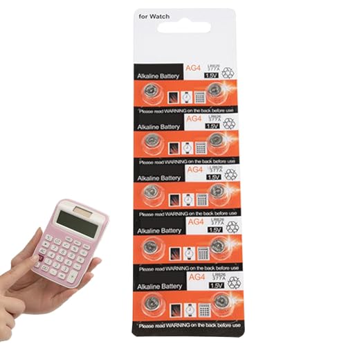 Pilas redondas, batería de botón de larga duración | 10 pilas pequeñas de botón AG1 AG4 para calculadoras, audífonos y cronómetros