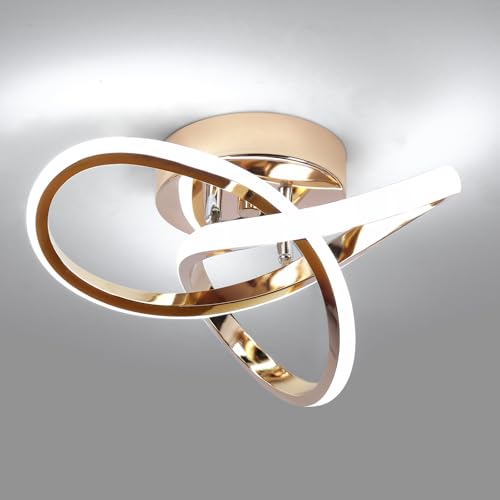 EIDISUNY LED Ceiling Light 24cm 22W Flower Shape Gold Ceiling Lamp 6000K Cool White for Living Room Bedroom Kitchen Hallway Office