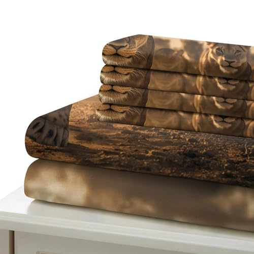 Housse de couette lion ultra douce effet 3D relief premium
