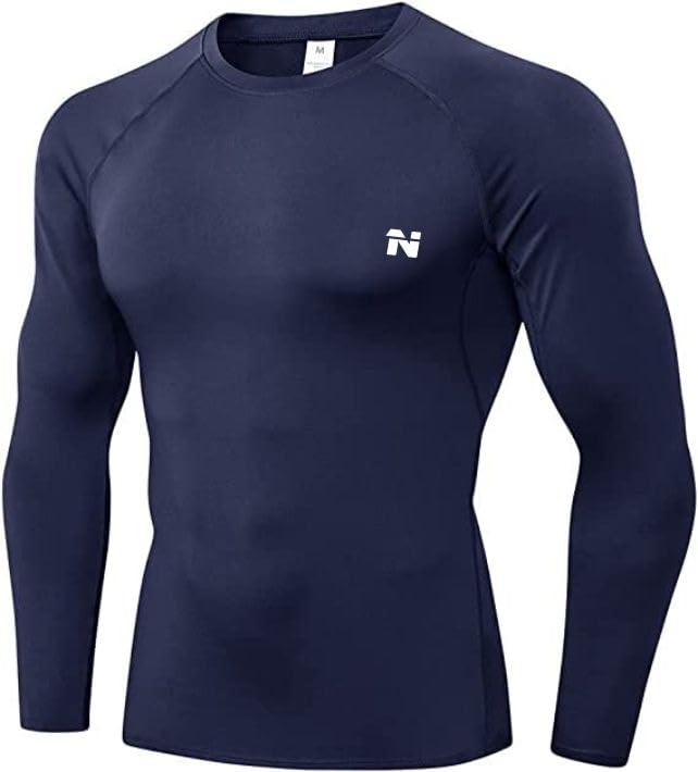 Image of NINQ Men's 1 Or 3 Pack Compression Shirts Long Sleeve, Base-Layer Quick Dry Workout T Shirts Sports,Gym, Running T-Shirt