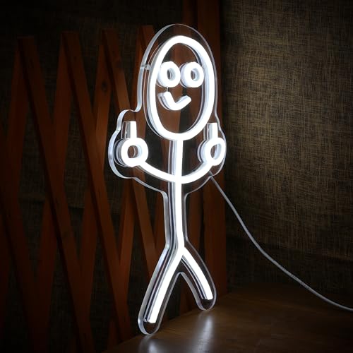 Image of Smile Middle Finger Neon Sign Funny Doodle LED Light Sign Personalized for Girl Woman Friends Brother USB Power /Dimmable Switch inch13.7x8.6 inch Neon Lamp Long Distance Friendship LED Sign