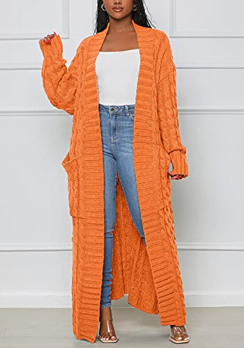 Image of Tcremisa Long Cable Knit Cardigans for Women Chunky Maxi Sweater Coat
