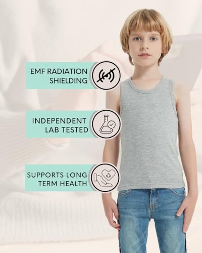 Radia Smart® Singlet Tank Top Singlet S, EMF Protection for Children Unisex- Soft Cotton with Faraday Shielding Fabric… Grey2