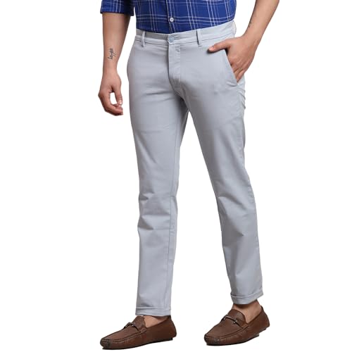 Image of Parx Men's Solid Pattern Lrt Cotton Blend Flat Front Casual Trouser