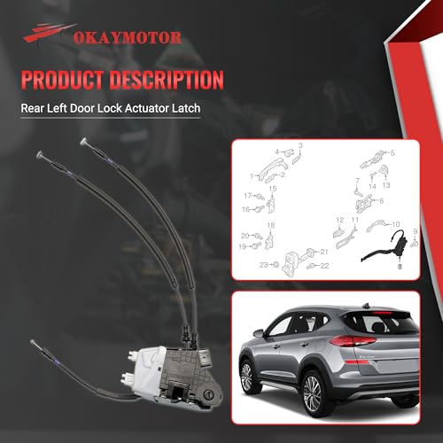 Image of OKAY MOTOR Rear Left Door Lock Actuator Latch for 2016-2020 Hyundai Tucson Limited SE SEL Door Latch Assembly 81410-D3000 81410D3000